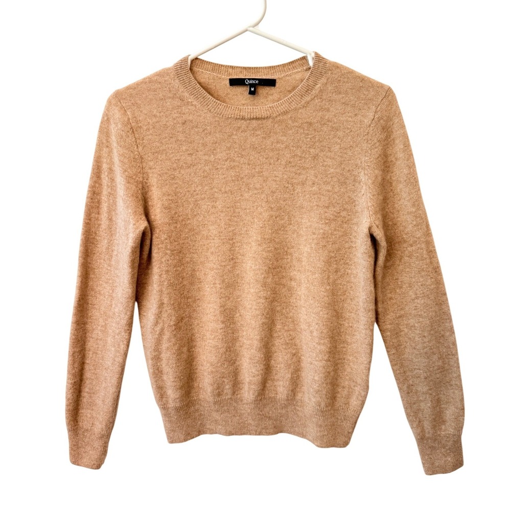 QUINCE Brown 100% Cashmere Minimalist Classic Academia Crewneck Sweater MEDIUM